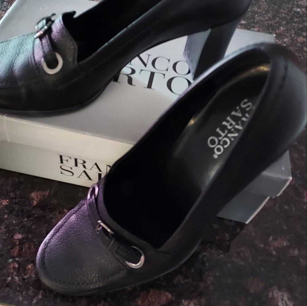 Franco Sarto black  loafer style heels  size 10 M